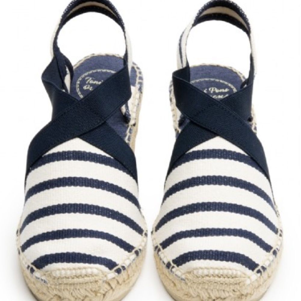 Toni Pons Verges Cru Mari Navy/White‎ Espadrilles Sz37/